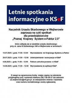 Letnie spotkania informacyjne o KSeF